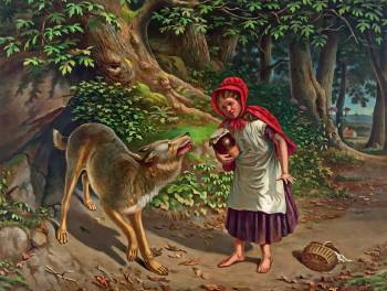 caperucita roja Dibujo de caperucita roja con el lobo